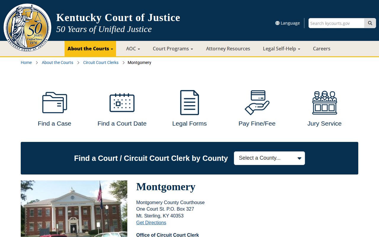 Montgomery County Court of Justice clerk and arraignment calendar