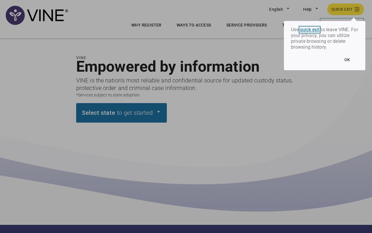 VINELink search and notification interface for Kentucky custody information